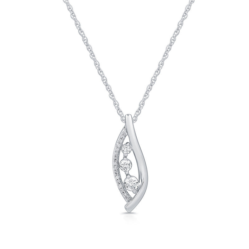 1/4 Cttw Lab-Grown Diamond 3-Stone Twist Sterling Silver Pendant Prestige Collection