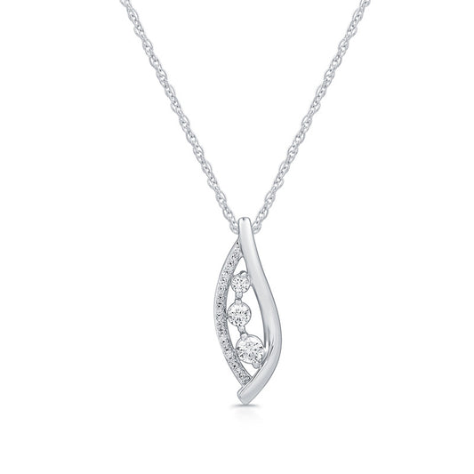 1/4 Cttw Lab-Grown Diamond 3-Stone Twist Sterling Silver Pendant Prestige Collection