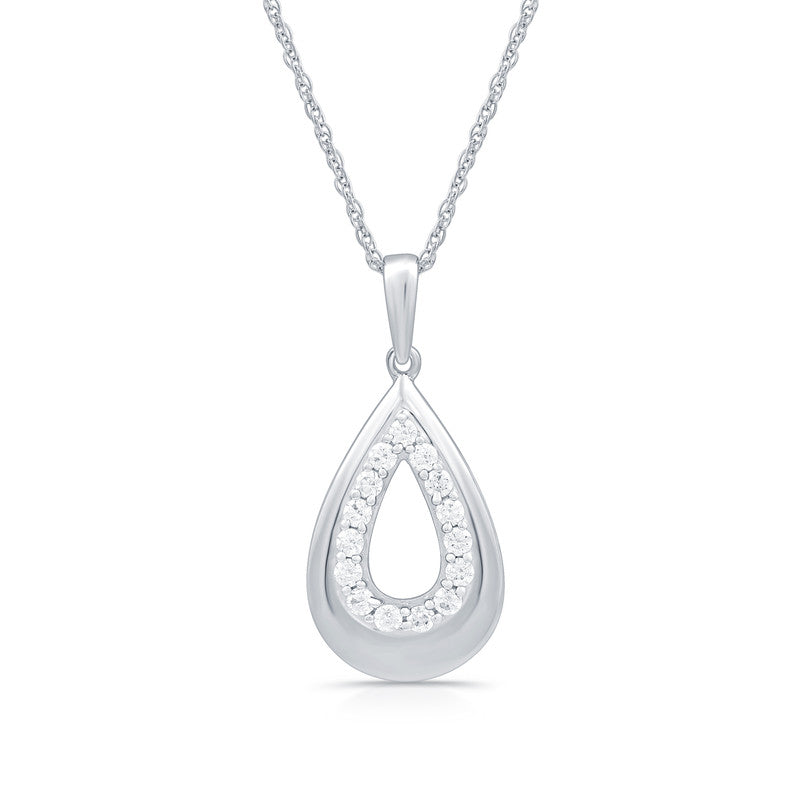 1/4 Cttw Lab-Grown Diamond Tear-Drop Style Sterling Silver Pendant Prestige Collection