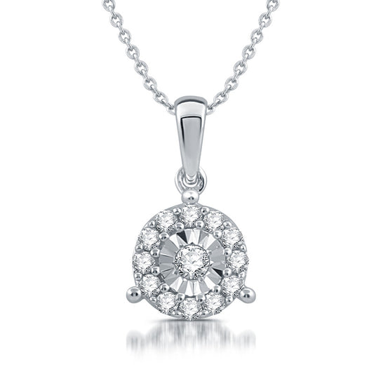1/10 Cttw Lab-Grown Diamond Halo Sterling Silver Pendant Prestige Collection