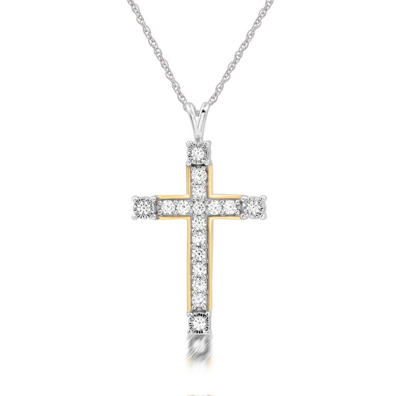 3/8 Cttw Lab-Grown Diamond Two-Tone 14Kt Gold plated Sterling Silver Pendant Prestige Collection