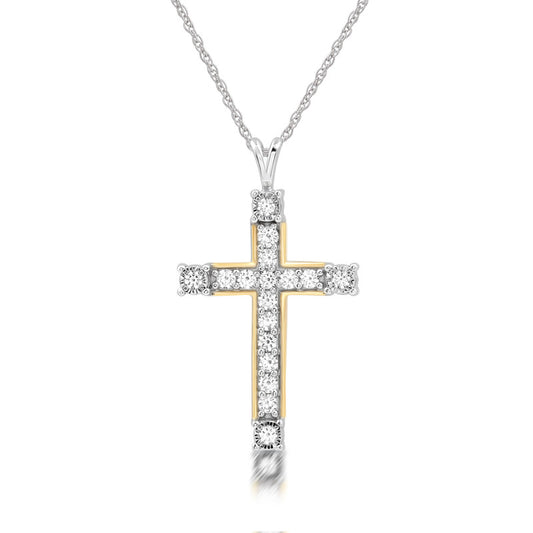 3/8 Cttw Lab-Grown Diamond Two-Tone 14Kt Gold plated Sterling Silver Pendant Prestige Collection