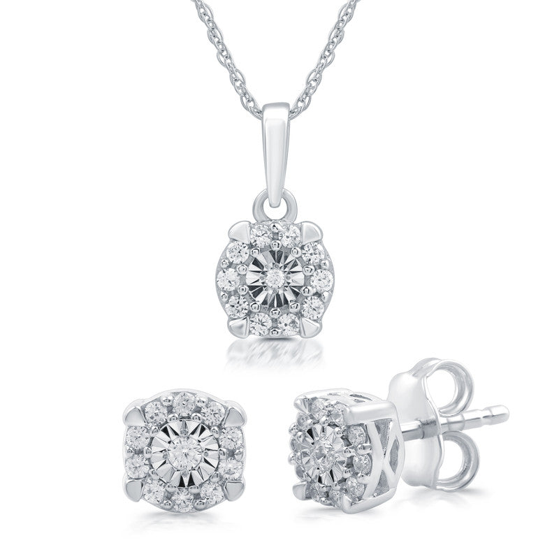 1/3 Cttw Lab-Grown Diamond Pendant & Stud Earring Set in Sterling Silver Prestige Collection