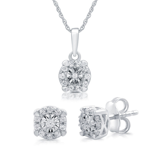 1/3 Cttw Lab-Grown Diamond Pendant & Stud Earring Set in Sterling Silver Prestige Collection