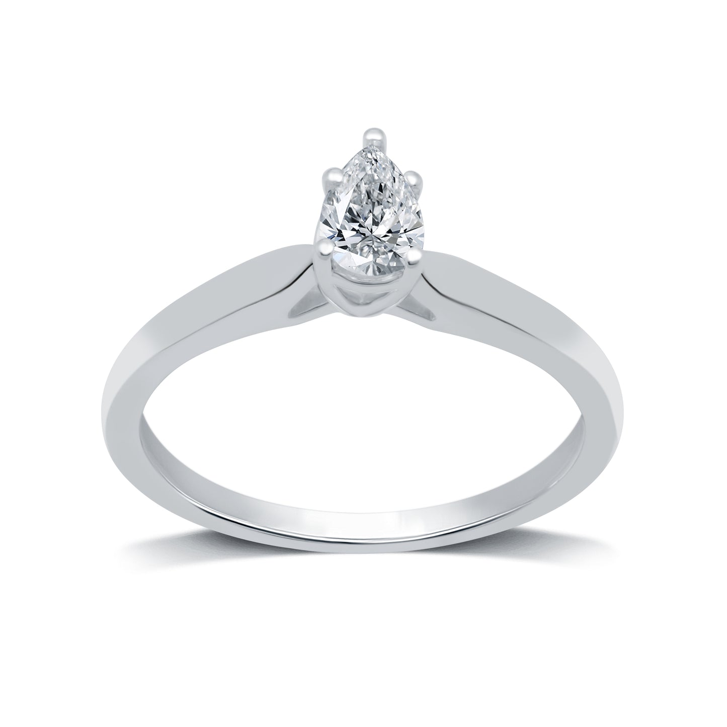 3/8 Cttw Lab Grown Diamond Pear-Shaped Solitaire .925 Sterling Silver Ring