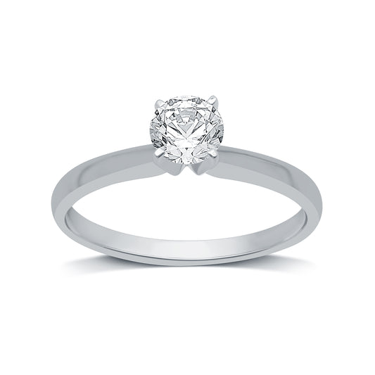 1/2 Cttw Lab Grown Diamond and .925 Sterling Silver Solitaire Ring