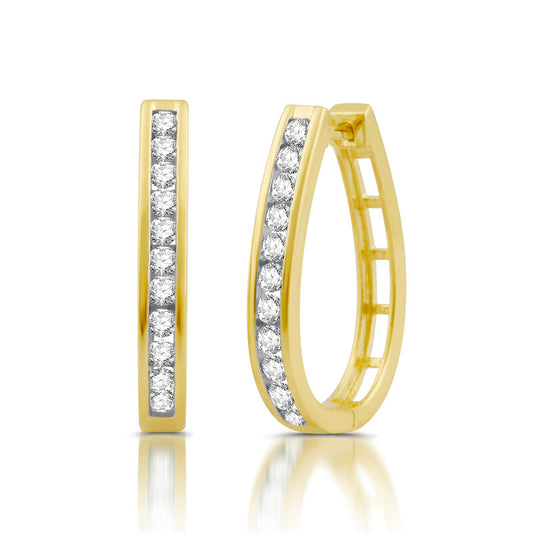 1 Cttw Diamond Gold over Silver Huggie Earrings