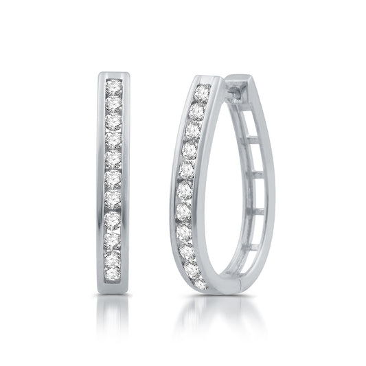 1 Cttw Diamond Huggie Earrings in .925 Sterling Silver