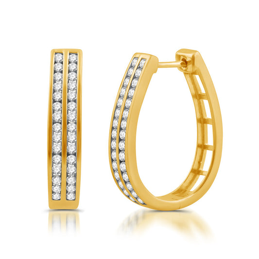 1 Cttw Diamond Gold over Silver Huggie Earrings