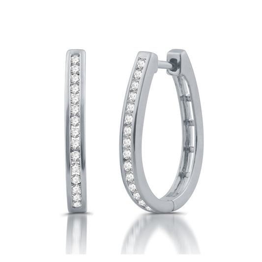1/2 Cttw Diamond Sterling Silver Hoop Earrings