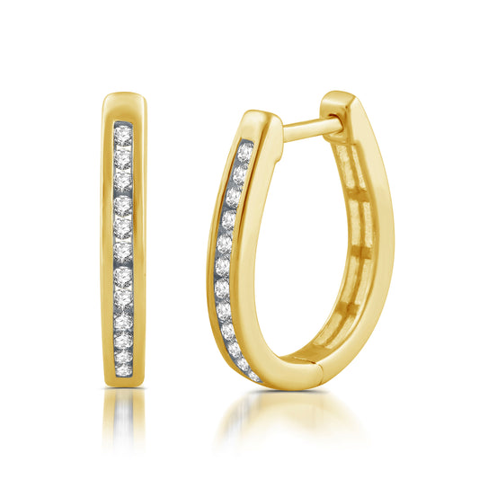 1/4 Cttw Diamond Gold over Silver Hoop Earrings