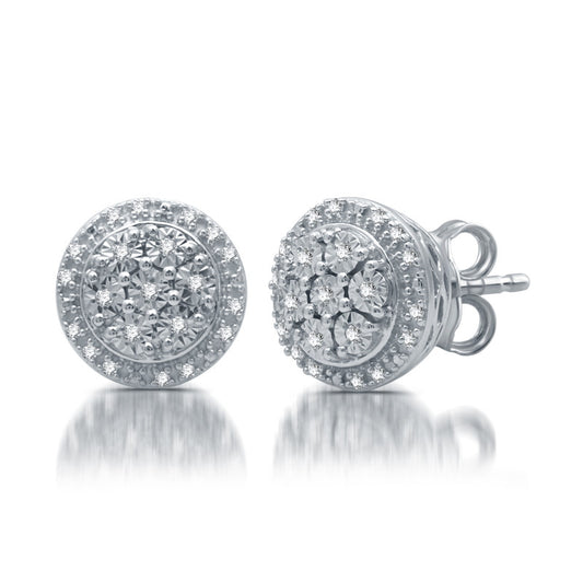1/10 Cttw Miracle Plate Diamond Cluster Earrings