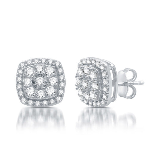 1 Cttw Diamond Sterling Silver Stud Earrings