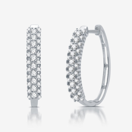 1 Cttw Diamond Sterling Silver Earrings