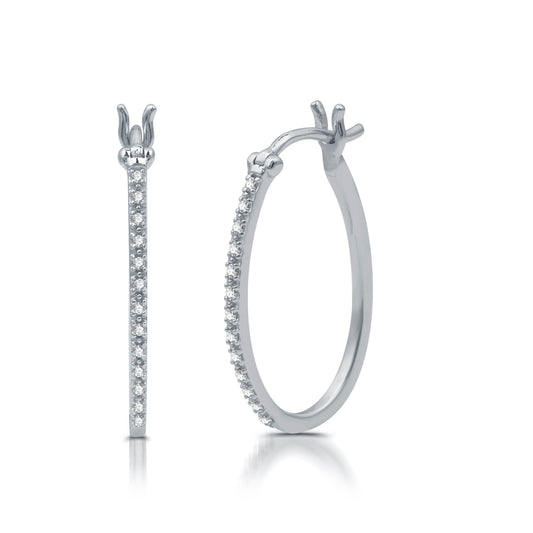 1/10 Cttw Diamond Hoop Earrings in .925 Sterling Silver