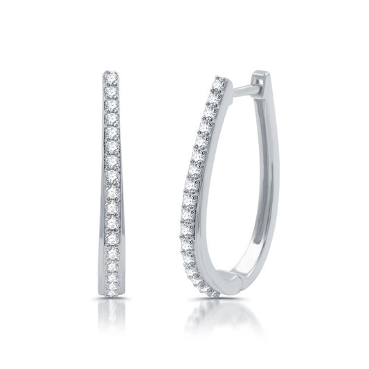 1/2 Cttw Elegant Diamond Silver Hoop Earrings