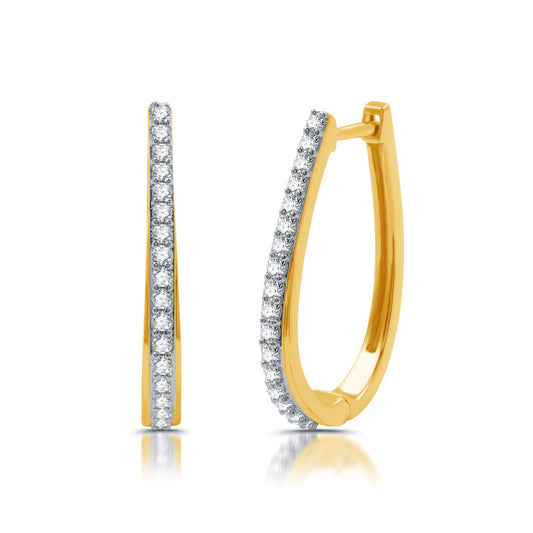 1/2 Cttw Diamond and Gold plated Silver Hoop Earrings