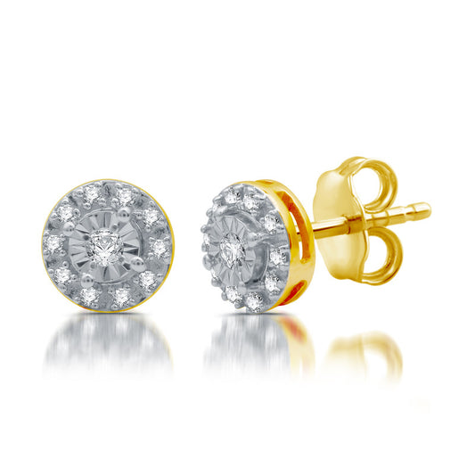 1/10 Cttw Diamond and Gold over Silver Stud Earrings
