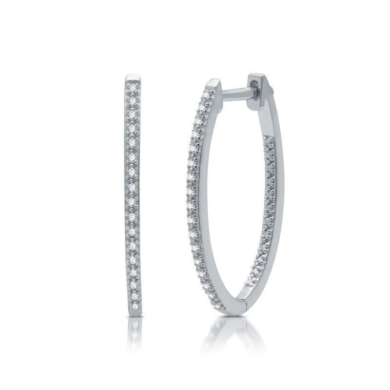 1/10 Cttw Diamond and .925 Sterling Silver Hoop Earrings