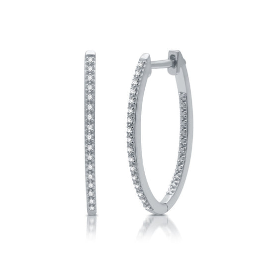 1/10 Cttw Diamond and .925 Sterling Silver Hoop Earrings