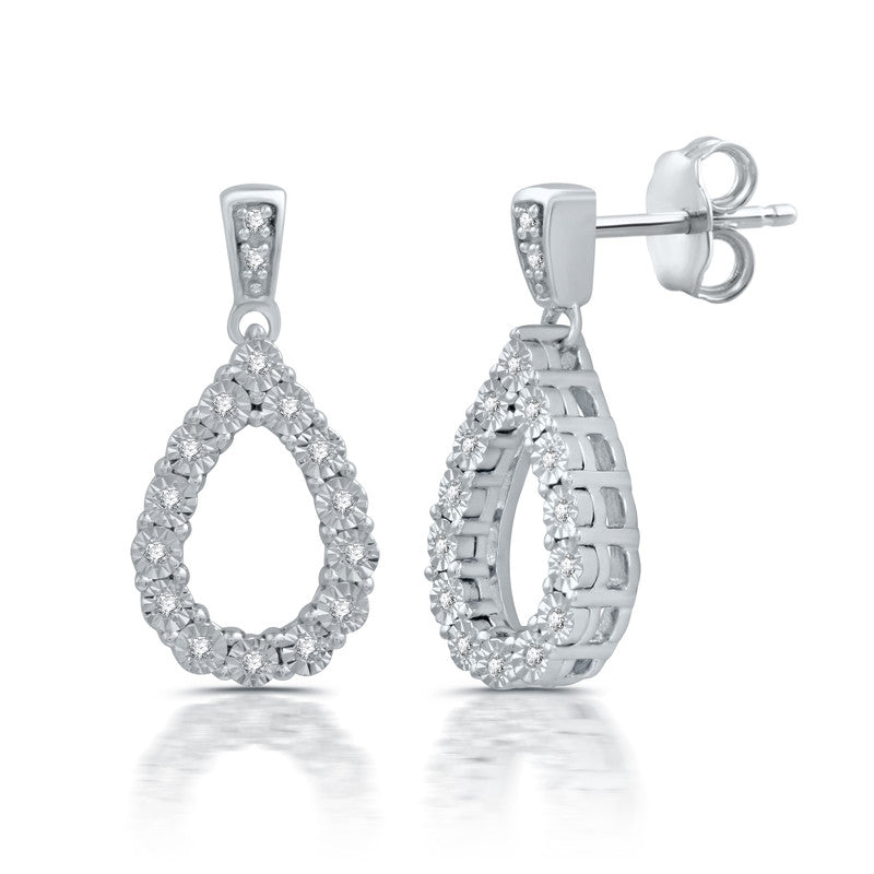 1/10 Cttw Diamond Pear Drop Earrings in Silver