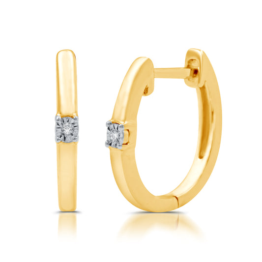 Diamond Accent, Miracle Plate & 14K Gold Plated Sterling Silver Earrings