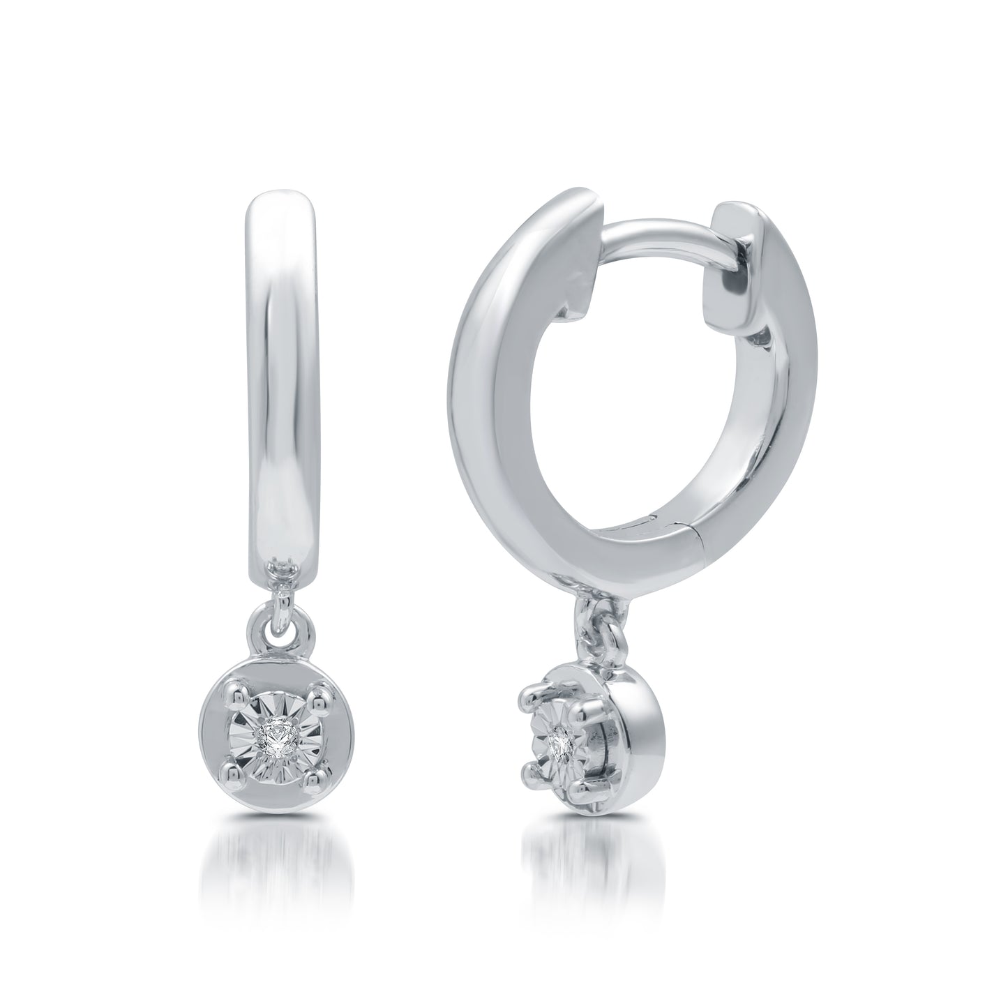 Dangling Diamond Accent & Miracle Plate Earrings Set In .925 Sterling Silver