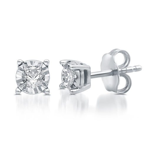 1/6 Cttw Diamond Sterling Silver Stud Earrings