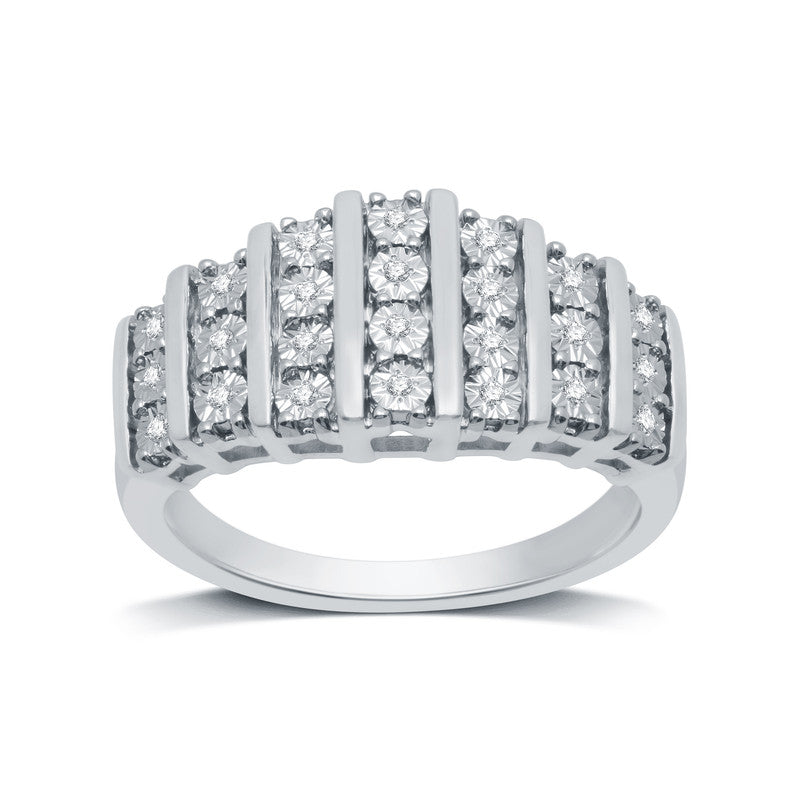 1/10 Cttw Diamond set in .925 Sterling Silver Channel Style Ring