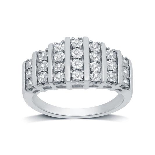 1/10 Cttw Diamond set in .925 Sterling Silver Channel Style Ring