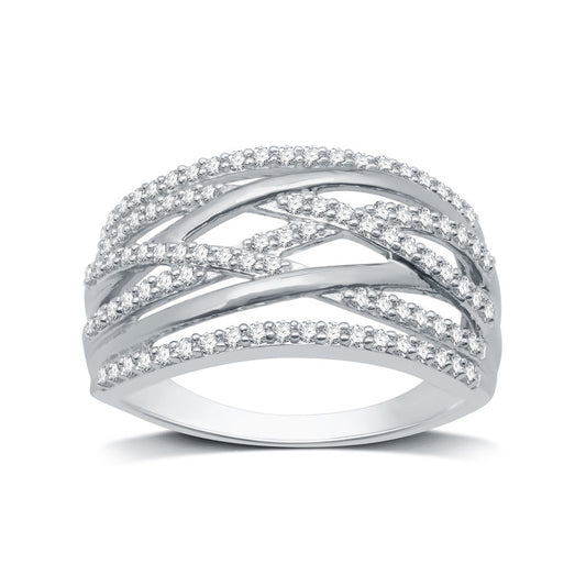 1/2 Cttw Diamond Orbit Ring in Sterling Silver