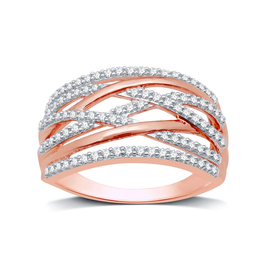 1/2 Cttw Diamond & 14K Rose Gold Plated 925 Sterling Silver Ring-Size 7