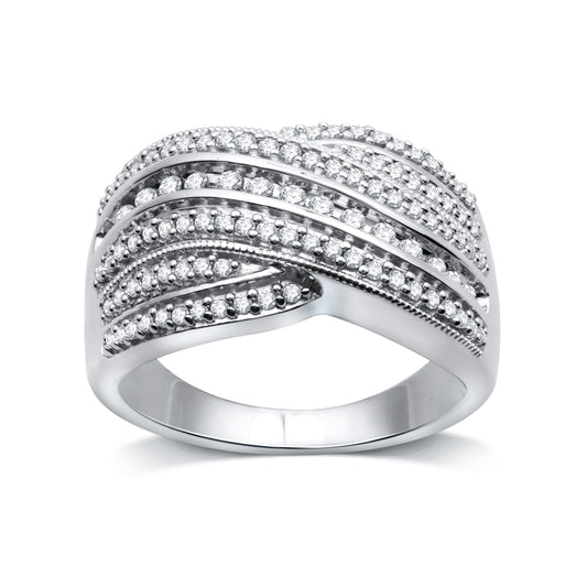 1/2 Cttw Diamond and .925 Sterling Silver Statement Ring