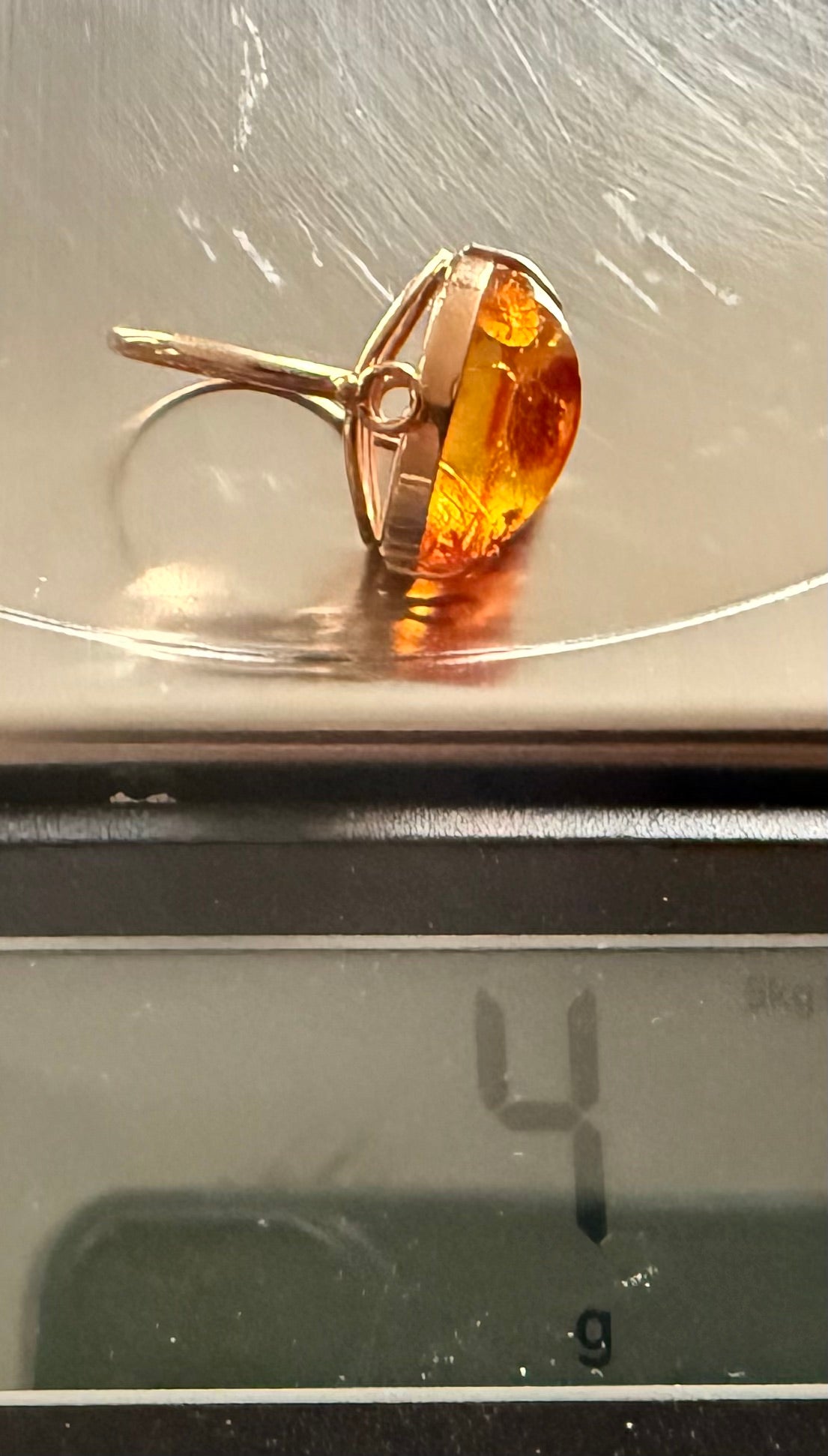 Vintage Baltic Amber and 14K Rose Gold Cocktail Ring