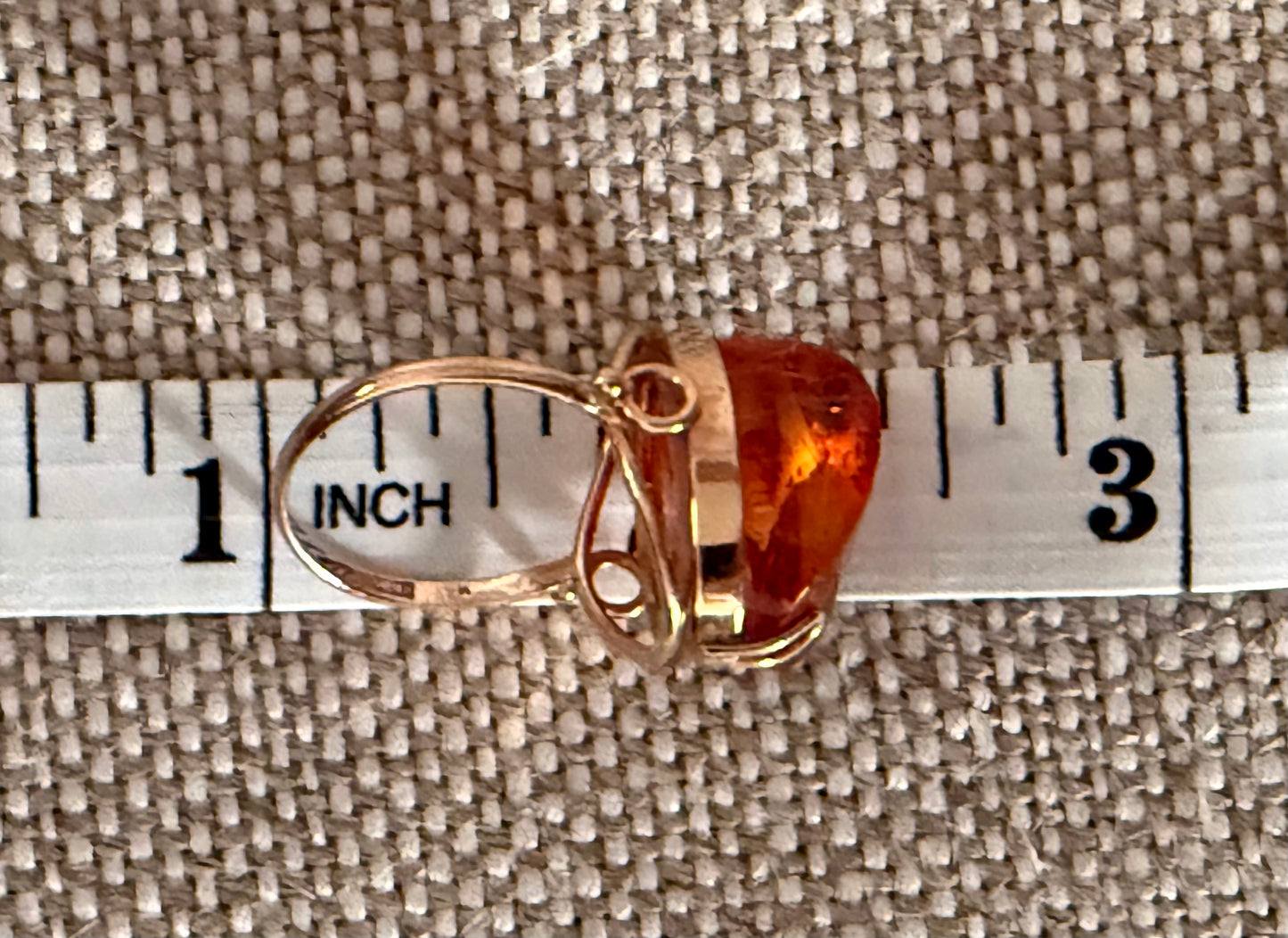 Vintage Baltic Amber and 14K Rose Gold Cocktail Ring