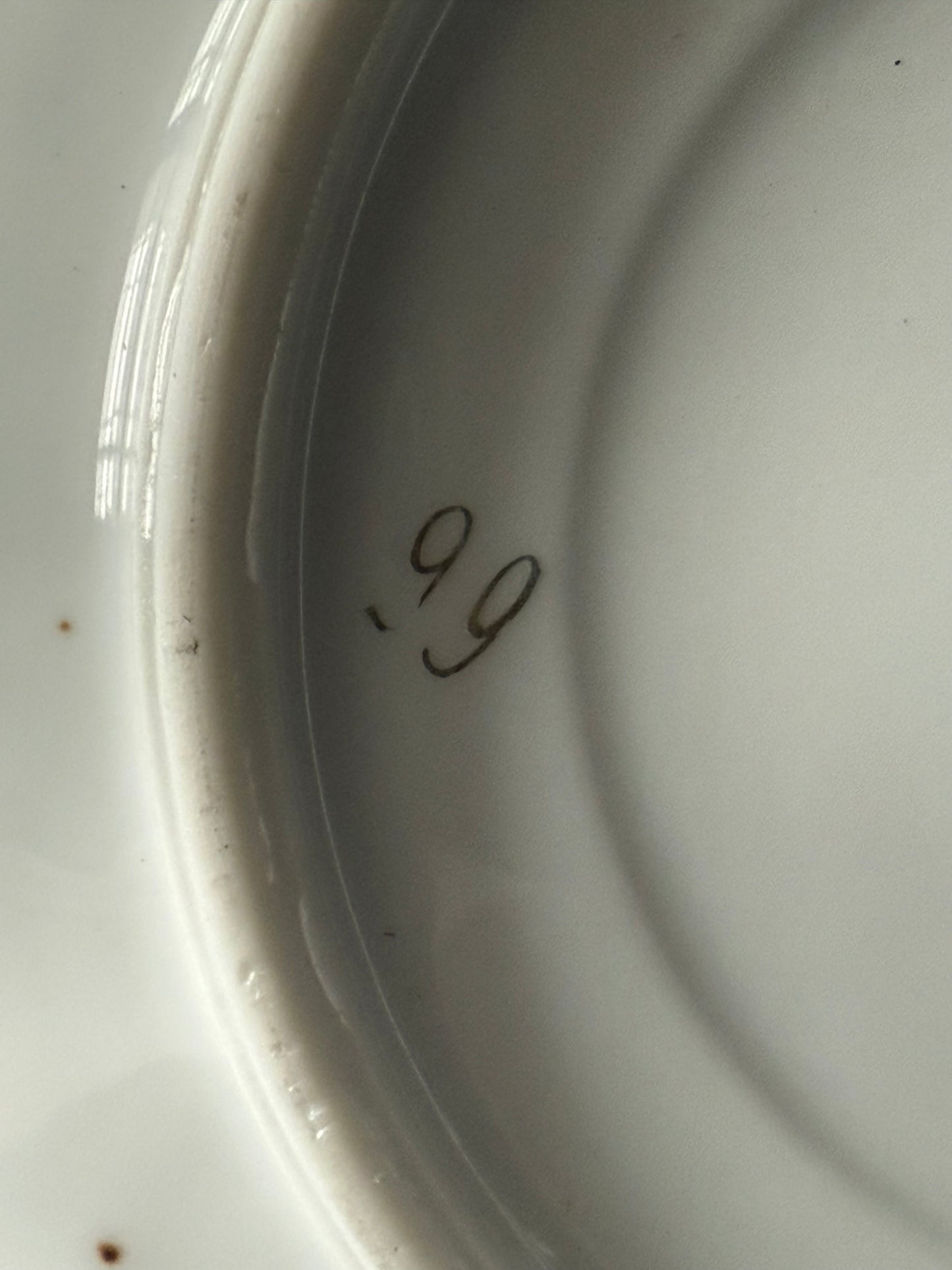 Antique White and Gold German Porcelain Tea Cup and Saucer