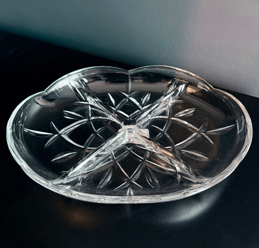 Gorham 1831 Lady Anne Crystal Serving Dish and Set of 4 Coasters