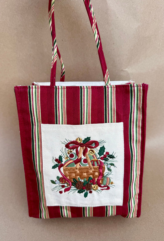 Longaberger Holiday Stripe Tote Bag from 2005
