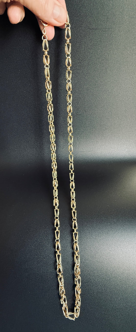 Vintage 14K Solid Gold Necklace – 74 Grams – Textured Link Estate Jewelry - Stamped