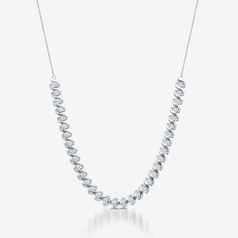 1/2 Cttw Diamond & Miracle Plate .925 Sterling Silver 18" Necklace