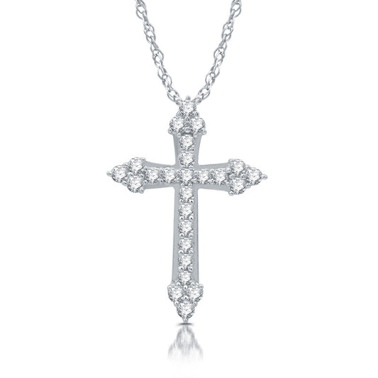 1 Cttw Diamond Cross Pendant set in Stilver Silver