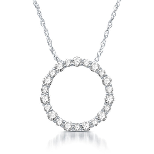 1 Cttw Diamond Circle Sterling Silver Pendant