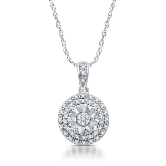 1/10 Cttw Diamond Round Pendant in Sterling Silver