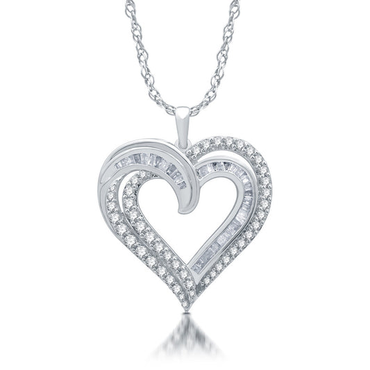 1 Cttw Diamond Heart Sterling Silver Pendant