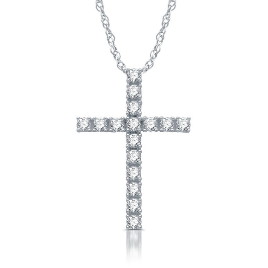 1/2 Cttw Diamond Cross Sterling Silver Pendant