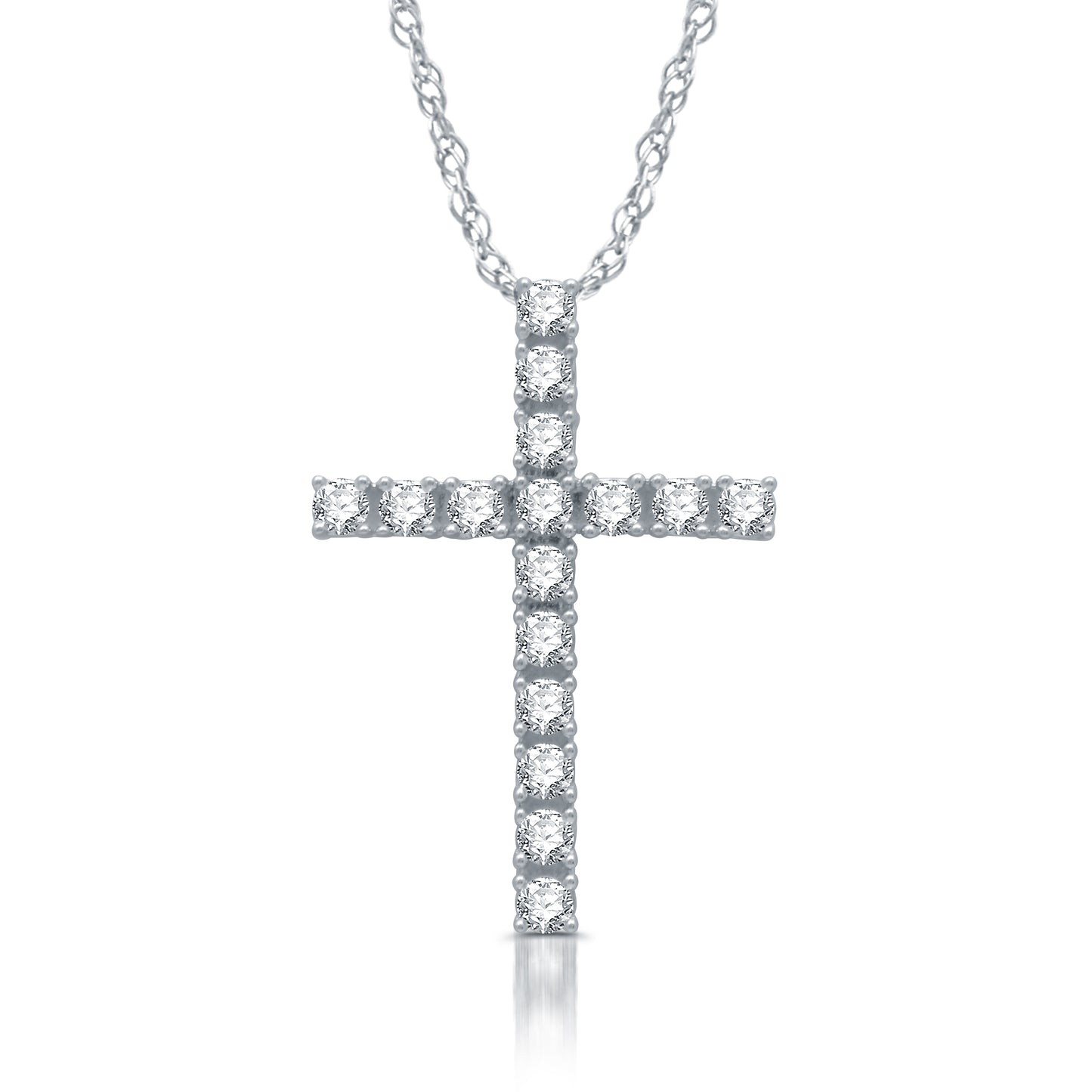 1/2 Cttw Diamond & .925 Sterling Silver Cross Pendant on 18" Chain