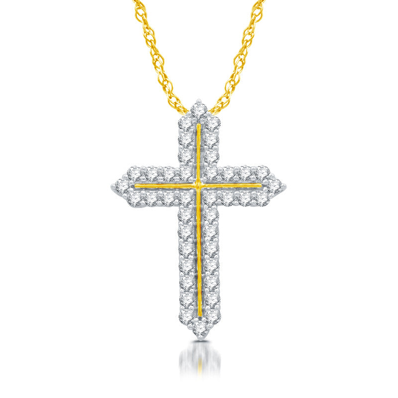 1 Cttw Gold over Silver Diamond Cross Pendant