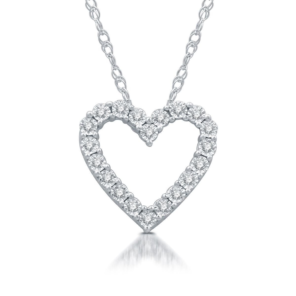 1/10 Cttw Diamond and .925 Sterling Silver Heart Pendant on 18" Necklace