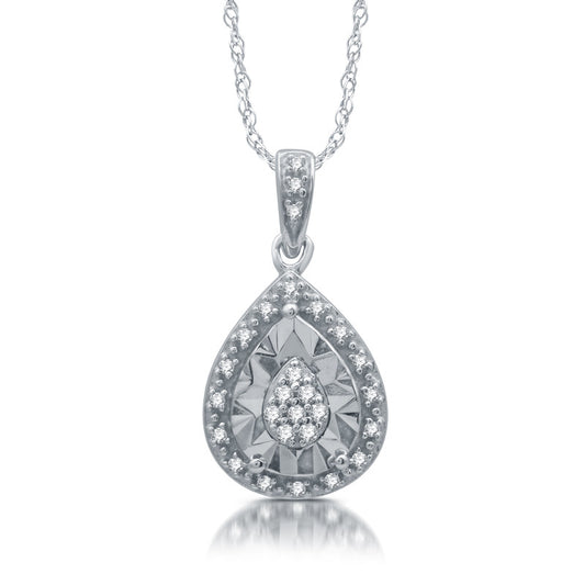 1/10 Cttw Diamond Pear Style Silver Pendant