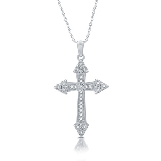 1/10 Cttw Tri-side Sterling Silver Diamond Pendant